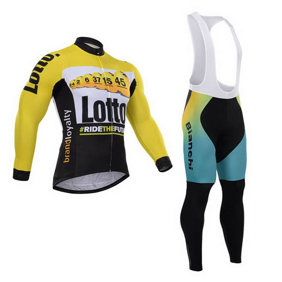 2015 Maillot Lotto Tirantes Mangas Largas Negro Amarillo